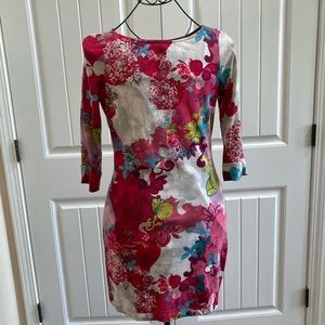ABS ALLEN SCHWARTZ Floral 3/4 Sleeve Mini Dress
